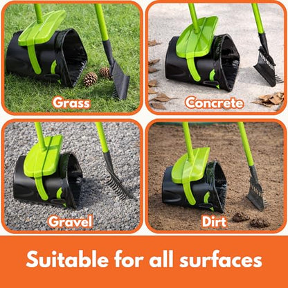 Dry & Wet Dog Pooper Scooper with 40" Long Handle for Large Dogs | Dog Poop Shovel and Rake , Large Capacity Swivel Bin, Bag Attachment, 75 Bags, Poop Scoop for Yard, Patent Pending