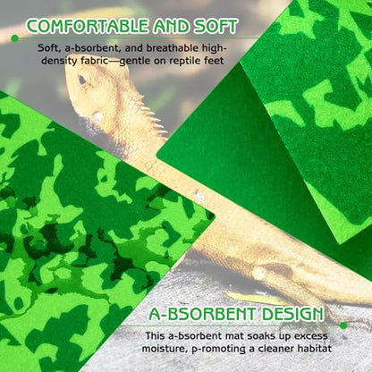 Tfwadmx 4 Pcs Reptile Carpet 39’’ x 20’’ Terrarium Floor Liner Reptiles Cage Mat Reptile Substrate Floor Tank Accessories for Leopard Gecko Lizard Bearded Dragon Tortoise Snake