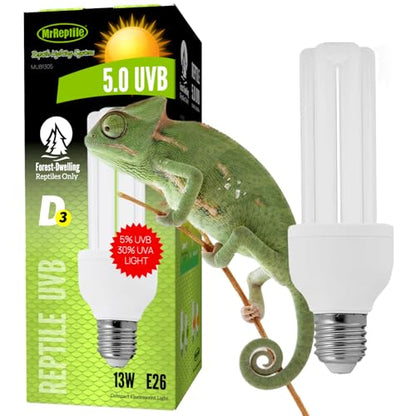 MRREPTILE UVB Reptile Light, 13W 5.0 UVB Bulb Light for Reptiles, UVA UVB Reptile Light, Tropical Reptiles UVB Lamp, Snake Chameleon Lizard Aquatic Turtle UVB Light - style: UVB5.0 13W