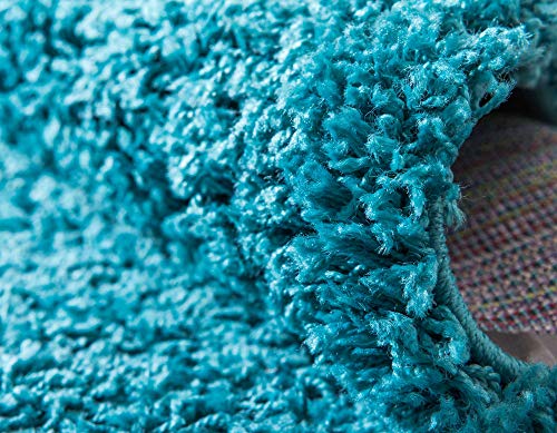 Unique Loom Solid Shag Collection Area Rug (2' 2" x 3' 1" Rectangle, Deep Aqua Blue) - color: Deep Aqua Blue, size: 2'2" x 3'1" (Rectangular)