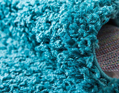 Unique Loom Solid Shag Collection Area Rug (2' 2" x 3' 1" Rectangle, Deep Aqua Blue) - color: Deep Aqua Blue, size: 2'2" x 3'1" (Rectangular)