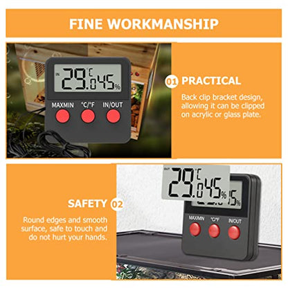 POPETPOP 2sets Digital Thermometer Hygrometer for Reptile Boxes Accurate Humidity Measurement for Turtle and Lizard Tanks Display for Incubation Monitoring