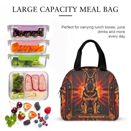 German Shepherd Dog Lunch Bag for Women Men | Insulated Lunch Box Leakproof Food Meal Containers Reusable Foldable 6L Capacity Lunch Tote Bags for Work Picnic Travel - color: style-13