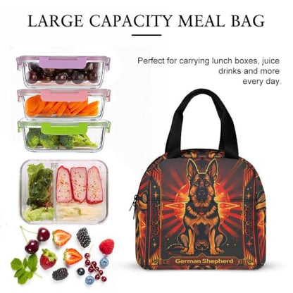 German Shepherd Dog Lunch Bag for Women Men | Insulated Lunch Box Leakproof Food Meal Containers Reusable Foldable 6L Capacity Lunch Tote Bags for Work Picnic Travel - color: style-13