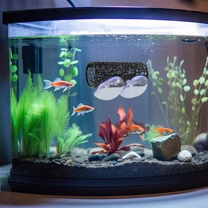 2Pcs Little Fish Swimming Tunnel, Safe Aquarium Decoration Betta Fish Tank Accessories with Suction Cups Hidden Decor Habitat Toys for Small Fish Shrimp Reptile Guppies