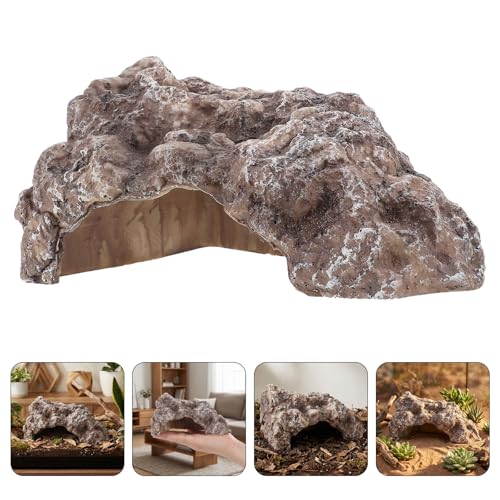 Reptile Hide Cave Rock for Geckos and Snakes Resin Small Snake Hide Rock and Secure Shelter Terrarium and Tank Environment Decoration for Amphibians and Lizards