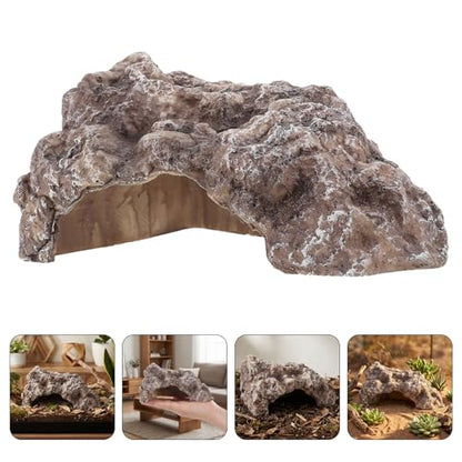Reptile Hide Cave Rock for Geckos and Snakes Resin Small Snake Hide Rock and Secure Shelter Terrarium and Tank Environment Decoration for Amphibians and Lizards