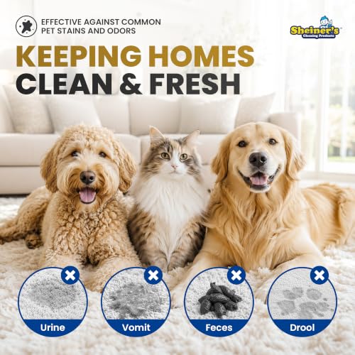 Sheiner's Pet Urine Enzyme Cleaner & Pet Stain & Odor Remover, Advanced Enzymatic Cleaner Solution for Carpets, Rugs, Upholstery & Multi-Surfaces, Safe for Pets & Kids. (128 oz) - size: 128 Fl Oz (Pack of 1)