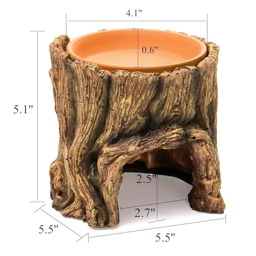 Cididu Reptile Hide Cave Resin, 2 in 1 Reptile Hideout Cave and Food Tray, Reptile Shelter with Detachable Food Bowl, Leopard Gecko Keeper Habitat Help Shedding for Amphibian, Snake, Lizard, Turtle