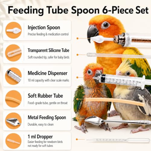 16 pcs Baby Bird Feeding Syringe Set - Bird Hand Feeding Syringe Set, Baby Birds Feeder with 20ml Feeding Syringes, Birds Feeder Scoop, Soft Tubes for Parakeets & Cockatiels (Blue) - color: Blue