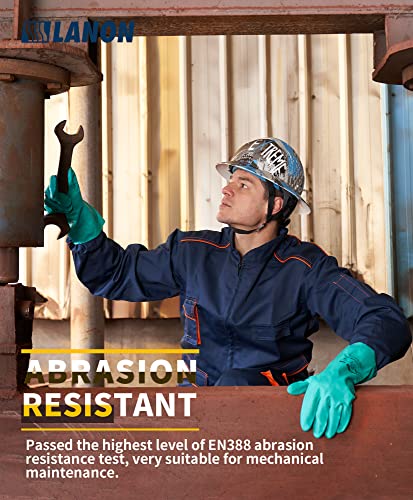 LANON 3 Pairs Nitrile Chemical Resistant Gloves,Flocked Liner,Green,XLarge | Heavy-Duty,Cleaning,Waterproof,Reusable,Comfortable,Durable,Non-Slip,Industrial,Acid,Solvent,Alkali & Oil Protection - size: X-Large (Pack of 1)