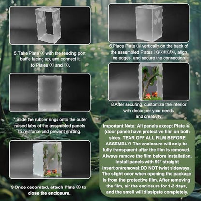 Jumping Spider Enclosure,6x6x10 in Spider Enclosure Easy Assembly with DIY Jumping Spider Accessories Front Opening Bug Habitat with Feeding Port for Mantises,Spiders,Insects