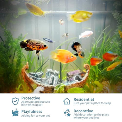 Hide Cave Aquarium Decorations Aquarium Terrarium Decor | Premium Resin Hideout for Reptiles & Amphibians - Fish Hiding Spot with Realistic Moss Rock Look