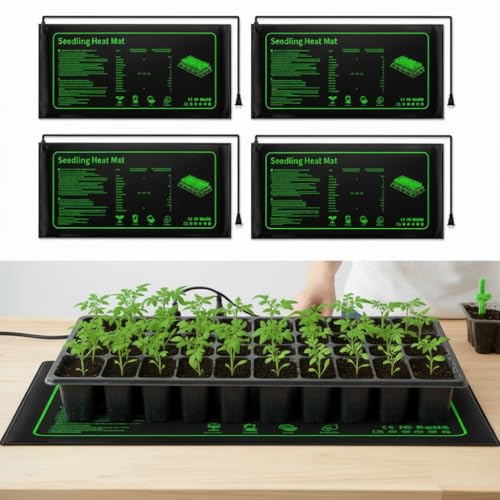 4 Pack Seedling Heat Mat for Seed Starting Plants Germination, 10"x20.5" | Improve germination rate, Stable uniform heat, Ideal germination temperature 75- 95°F(24-35°C),Waterproof, Fit 1020 Tray - size: 10×20"-4P
