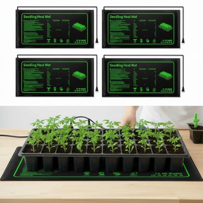 4 Pack Seedling Heat Mat for Seed Starting Plants Germination, 10"x20.5" | Improve germination rate, Stable uniform heat, Ideal germination temperature 75- 95°F(24-35°C),Waterproof, Fit 1020 Tray - size: 10×20"-4P