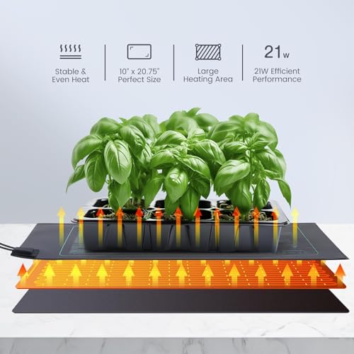 LUXBIRD 6 Pack Daisy Chain Seedling Heat Mats for Indoor Plants, Greenhouses, Germination, Hydroponic Garden, IP67 Waterproof Durable (LB-HMDC-06) - size: 6 Pack-21W