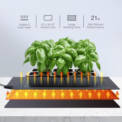 LUXBIRD 4 Pack Daisy Chain Seedling Heat Mats for Indoor Plants, Green Houses, Germination, Hydroponic Garden, Waterproof Durable (LB-HMDC-04) - size: 4 Pack-21W