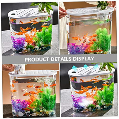 BESPORTBLE Small Plastic Aquarium Tank for Turtles and Reptiles Portable Desk Fish Tank Design for Decor