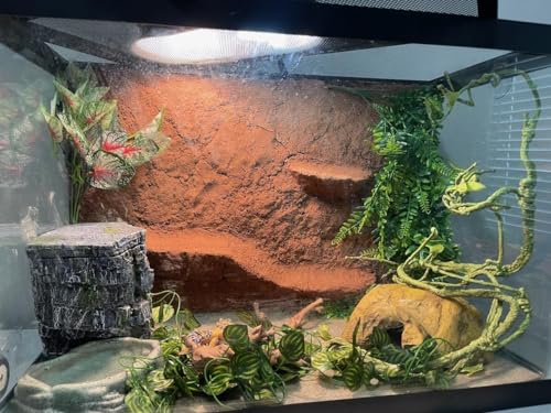 Bearded Dragon Tank Accessories, Bearded Dragon Hammock, Artificial Reptile Plants Leaves & Vines, Habitat Decoration Reptile Terrarium Accessories for Snake Gecko Lizard Frog to Hide and Climb