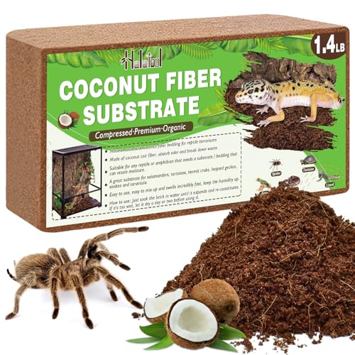 Halatool 1 Pack Compressed Coconut Fiber Substrate for Reptiles | Organic Coconut Substrate, Reptile Bedding for Tortoises, Geckos, Snakes, Frogs, Lizards, Hermit Crabs & Tarantulas - color: 1 pack