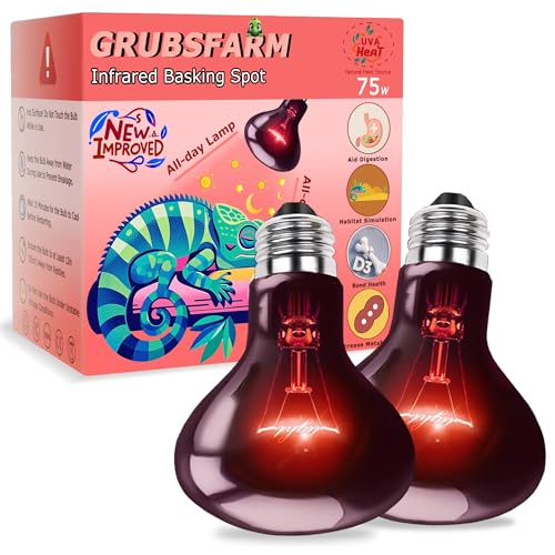 75W Infrared Red Reptiles Basking Spot Light Bulb,All-Day Heating | Promotes Growth & Vitality, Heat Lamp for Amphibians, Bearded Dragons, Turtles, Snakes & Chicks, Terrarium & Brooder Heater - color: Red Infrared, size: 75W-3.15″