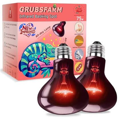 75W Infrared Red Reptiles Basking Spot Light Bulb,All-Day Heating | Promotes Growth & Vitality, Heat Lamp for Amphibians, Bearded Dragons, Turtles, Snakes & Chicks, Terrarium & Brooder Heater - color: Red Infrared, size: 75W-3.15″