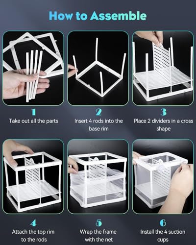 Pawfly Fish Tank Breeder Net Aquarium Fish Breeder Box with Nylon Mesh & Suction Cups Separation Net Small Fish Fry Hatchery Incubator Hatching Box for Baby Fish Shrimp Betta - size: Small