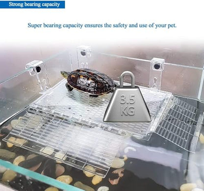 AnRui Acrylic Turtle Hanging Basking Platform 17.9" x 12" for 20-30 Gallon Fish Tank, Easy to Observe