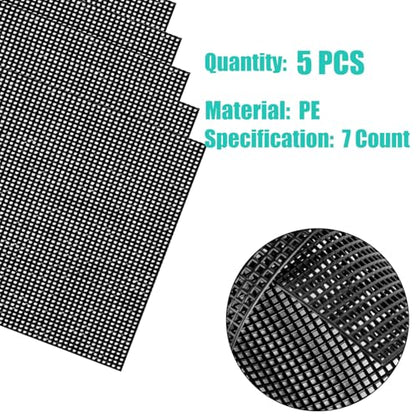 5 Pieces 7 Count Plastic Canvas,Mesh for Eyes,10.2 x 13.2 Inch Plastic Mesh Canvas Sheets for Embroidery,Yarn Crafting,Crochet Projects,Fish Tank Divider (Black) - color: Black