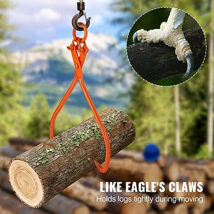 VEVOR Log Skidding Tongs, 32 inch 2 Claw Log Lifting Tongs, Heavy Duty Steel Lumber Skidding Tongs, 1543 lbs/700 kg Loading Capacity, Log Lifting, Handling, Dragging & Carrying Tool - style: 32in-O-Ring