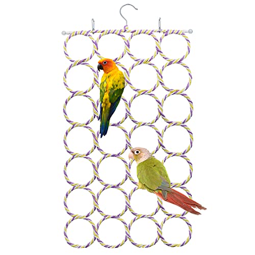 Wontee Bird Rope Climbing Ladder Parrot Hanging Swing Perch for Parakeets Cockatiels Conures Lovebirds Rats (Random Color)