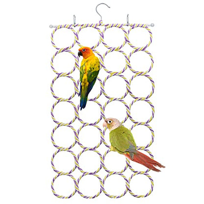 Wontee Bird Rope Climbing Ladder Parrot Hanging Swing Perch for Parakeets Cockatiels Conures Lovebirds Rats (Random Color)