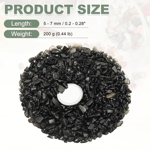 Crystal Chips Stone, 0.44 Lb Fluorite Gravel Rocks (Black Obsidian, 5-7 Mm) - color: Black, size: 5 - 7 mm