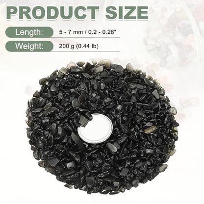Crystal Chips Stone, 0.44 Lb Fluorite Gravel Rocks (Black Obsidian, 5-7 Mm) - color: Black, size: 5 - 7 mm