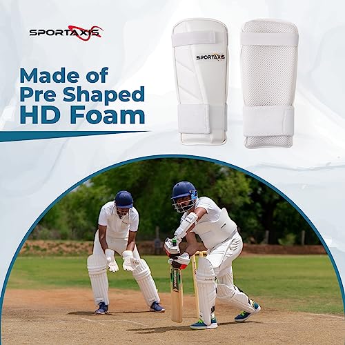 SPORTAXIS Cricket Arm Guard - Dual Strap, Soft Inside Foam, Maximum Protection - White, Essential Cricket Gear for Confident and Stylish Play – Useful for Long Practice & Playing Sessions