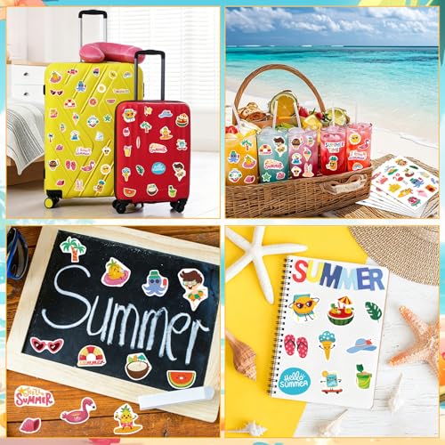 387Pcs Summer Stickers, Self Adhesive Hawaii Tropical Sticker Summer Pineapple Sun Beach Stickers for Scrapbooks Envelopes Cards Gifts Crafts Party Favors Class Rewards - style: Summer