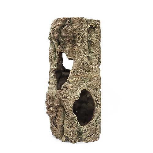 Reptile Terrarium Hideout Decor, Resin Wood Hide, Large | For Reptiles, Fish, Amphibians, Small Animals