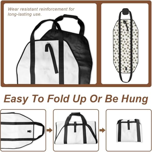AMRANDOM Firewood Carrier Large Fireplace Carrier Log Tote Bees Grey Fire Wood Carring Bag with Handles - color: Color1030