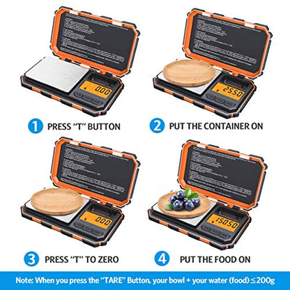 AMIR Digital Pocket Scale, Gram Scale 200g/0.01g,6 Units Conversion | kitchen scale, Smart Scale with Calibration and Tare Function, LCD Display, for Food, Coffee, Jewelry, Medicine, Herb - color: Orange