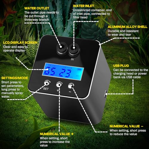Reptile Smart Mister, Reptile Humidifiers Misting System Automatic with Timer, Terrariums Humidifier with 360°Adjustable Misting Nozzles, Spray Kit for Rainforest Plants Amphibian - size: Touch Version - 2nd Gen