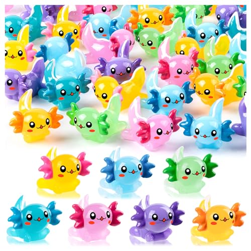 140Pcs Mini Resin Axolotl, Miniature Animal Figurine | Garden Landscape Aquarium Dollhouse Ornament Potted Plants Decor for DIY Craft Garden Fairy Decoration Birthday Party Favor