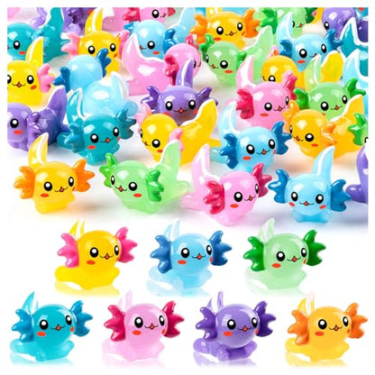 140Pcs Mini Resin Axolotl, Miniature Animal Figurine | Garden Landscape Aquarium Dollhouse Ornament Potted Plants Decor for DIY Craft Garden Fairy Decoration Birthday Party Favor