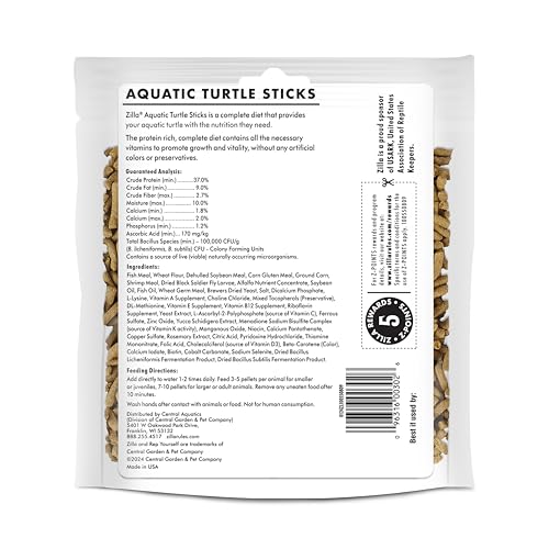 Zilla Pet Aquatic Turtle Sticks, Natural with Added Vitamins and Minerals, Nutrient-Rich Floating Food for Turtles, 4.5 oz