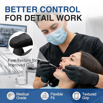 Schneider Nitrile Gloves, Gloves Disposable Latex Free, Powder Free | Black / Blue, 4-Mil, Medical Exam Glove, Food Safe Gloves, Cooking Gloves, Cleaning Gloves - color: Black, size: Small