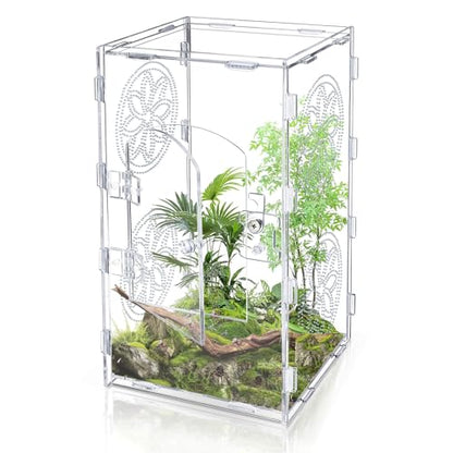 Large Jumping Spider Enclosure, 12x6x6 Inch Acrylic Tarantula Enclosure, Jumping Spider Accessories with Front Opening Door for mantises, Lizards, Frogs and Insects