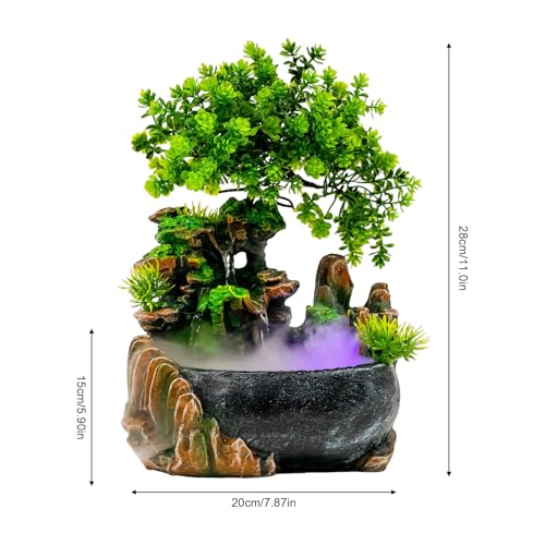 Gdrasuya10 Atomizing Rockery Water Fountain Desktop Chinese Fengshui LED Lamp Waterfall Water Sound Indoor Office Home - color: Style 3