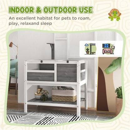 Reptile Enclosure with Shelf, 40.5”H Tortoise Habitat with Lockable Top, Lamp Stand, Acrylic Windows & Waterproof Tray for Lizard, Snake, Bearded Dragon - Easy Assembly - color: P-3