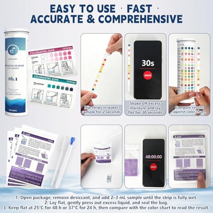 20 in 1 Water Tester for Drinking Water, Well Water Testing Kit, Suitable for Household Tap Water, Natural Water Quality Testing, Can Detect Water Hardness, Chlorine, Lead, Ph, Etc. (123 Test Strips)