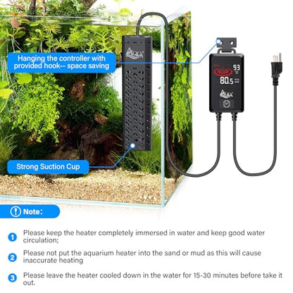 AQQA Aquarium Heater 800W for 80-230 Gallon | Quartz Glass Submersible, Betta Fish Heater, Overheat & Dry-Run Protection, Adjustable Temp Range 59-93℉, AQ197-800W - size: 800W (for 80-230Gal Tank)
