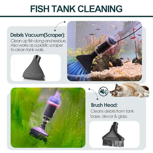 hygger Electric Aquarium Gravel Cleaner, 528GPH Fish Tank Vacuum, 5-in-1 Automatic Sand Washer Water Changer Cleaning Kit for Freshwater Saltwater, Adjustable Length Handle Tube,Hose, Clamp